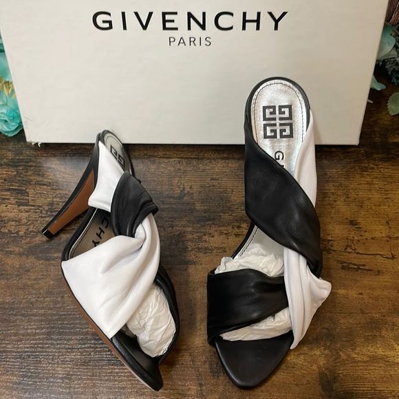 Givenchy Leather Tie High Heel Mule Sandals, 38.5 - Picture 1 of 6
